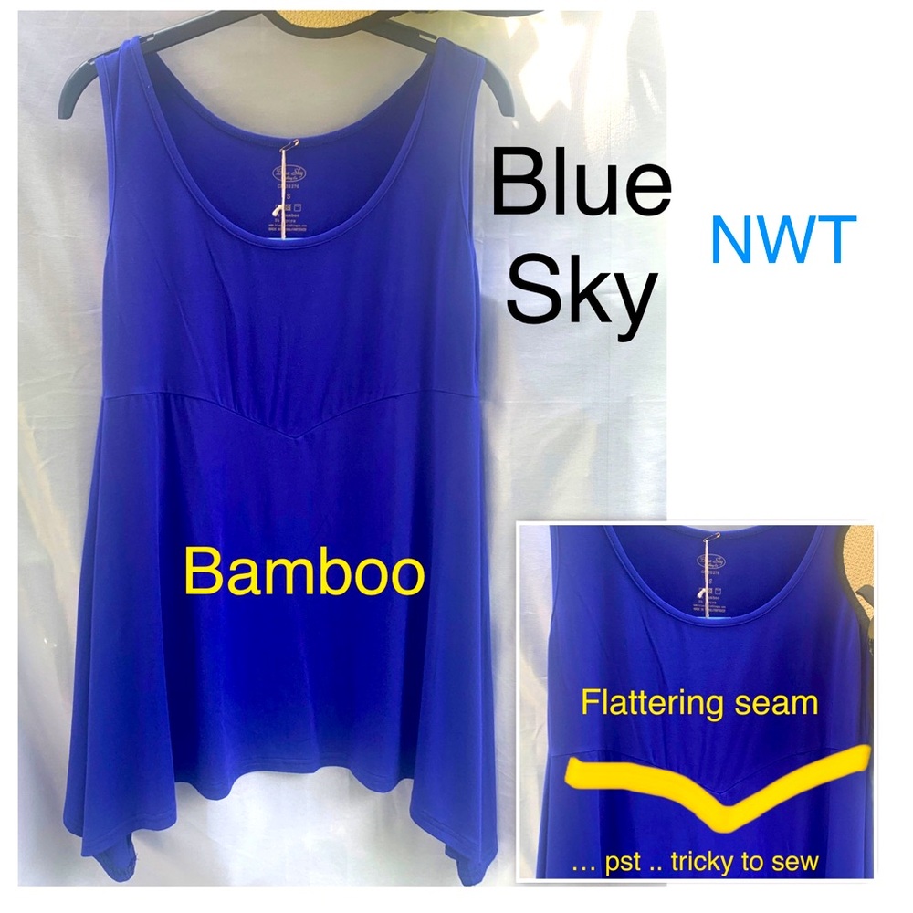 NWT ⭐️ BAMBOO 😎 Shaped BLUE SKY Women's Top